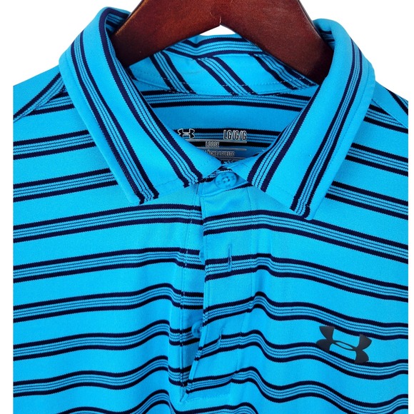 Under Armour Other - Under Armour Mens Striped HeatGear Loose Fit Polo Shirt Blue Large